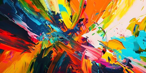 Abstract splash painting. Oil painting on canvas. Painting indoors. Modern poster. generative artificial intelligence