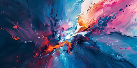 Abstract splash painting. Oil painting on canvas. Painting indoors. Modern poster. generative artificial intelligence