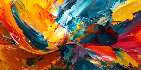 Abstract splash painting. Oil painting on canvas. Painting indoors. Modern poster. generative artificial intelligence