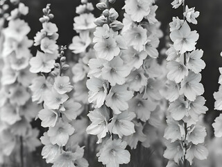 Black and white photo of flowers for interior design prints, minimalist wall art and photography