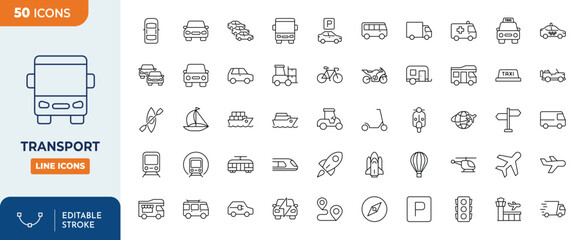 Transport Line Editable Icon set. Editable stroke. Vector illustration  © Cetacons