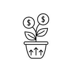 Fototapeta na wymiar Money tree icon vector illustration. Coin plant on isolated background. Success investment sign concept.