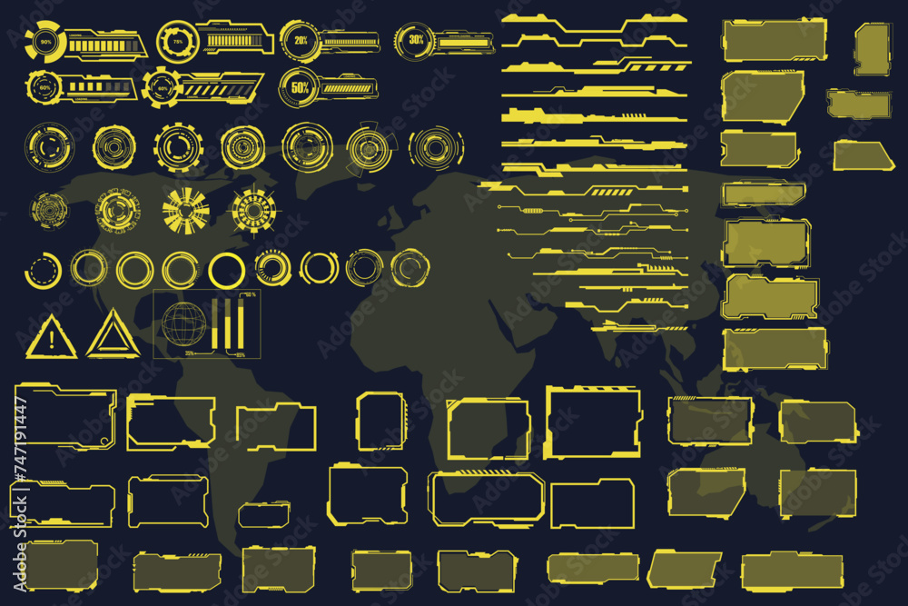 Fototapete sci fi hud modern futuristic interface hud elements set pack. user interface, frame screens. callout