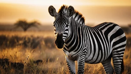 Foto op Canvas zebra at sunset © Shafiq