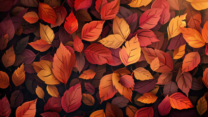 Enchanting Autumn Leaves Background. Nature's Palette in Fall Splendor Generative AI