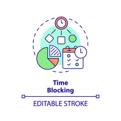 Time blocking multi color concept icon. Workflow management. Round shape line illustration. Abstract idea. Graphic design. Easy to use in infographic, promotional material, article, blog post