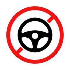 No Steering Wheel Sign on White Background