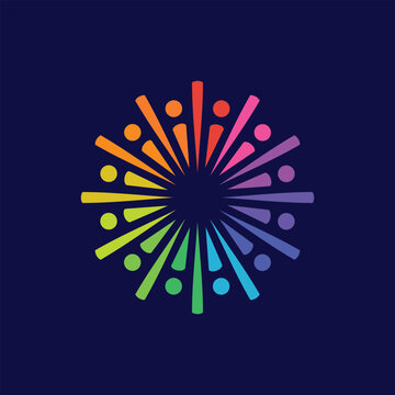 Firework logo with creative element style premium vector
