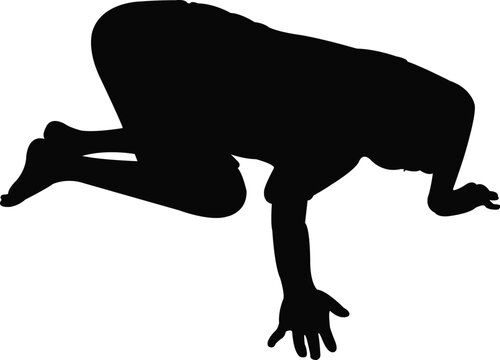 recommend clip art: a boy making exercise, body silhouette vector