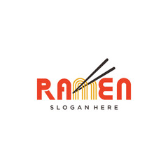 Ramen logo with creative element style premium vector