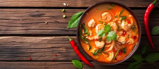 Delicious Spicy Seafood Soup with Shrimp and Peppers for Culinary Lovers