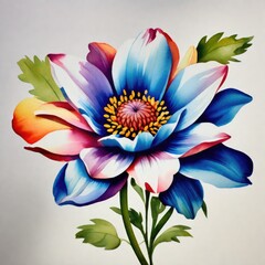 Vibrant Watercolor Flower in Full Bloom
