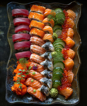 Plate of assorted sushi