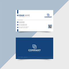 Corporate Blue Minimal Business Card Design,  Flat Business Card Design