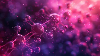 Hemoglobin molecule structure backdrop with deep pink and dark backdrop and space for text or product, Generative AI. - obrazy, fototapety, plakaty