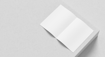Bi fold brochure mock up isolated on white background. Bi fold paper mock up. 3D illustration