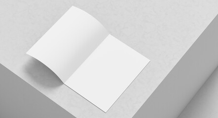 Bi fold brochure mock up isolated on white background. Bi fold paper mock up. 3D illustration