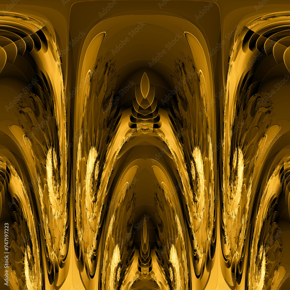 Poster yellow gold symmetric creative bright curved pattern and square format design