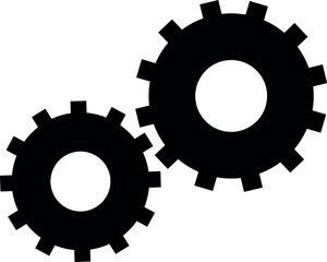 Gear Machine Icon in Flat Style. Vector Illustration.