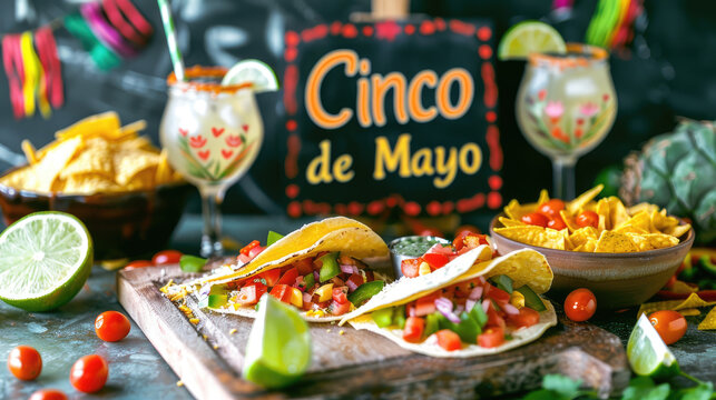  Cinco de Mayo, Include images of iconic Mexican foods like tacos, nachos, and margaritas
