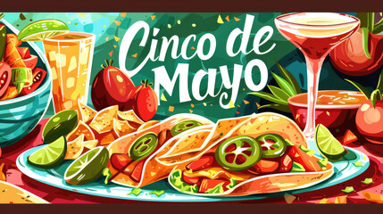  Cinco de Mayo, Include images of iconic Mexican foods like tacos, nachos, and margaritas
