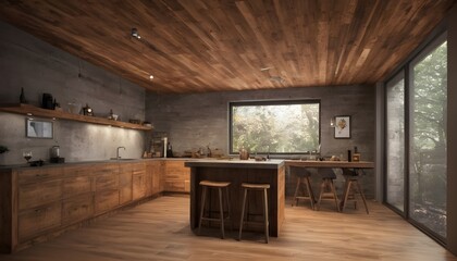 loft space where the rustic charm of wooden ceilings sets the tone for a cozy and inviting atmosphere.