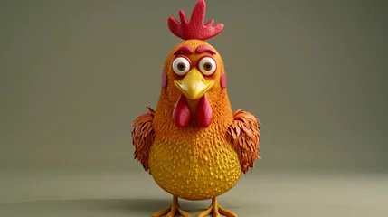 Fotobehang Fun chicken  3D Illustration © Johnu