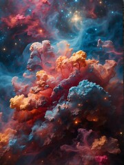 Fototapeta na wymiar Majestic nebula clouds with vibrant colors, resembling an otherworldly celestial painting