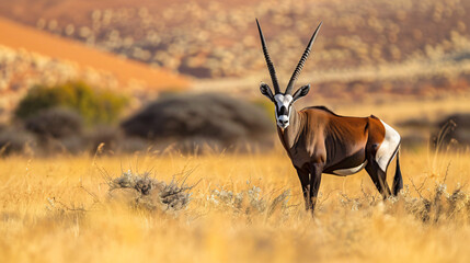 Gemsbok Oryx gazelladominant Gemsbok antelope - obrazy, fototapety, plakaty