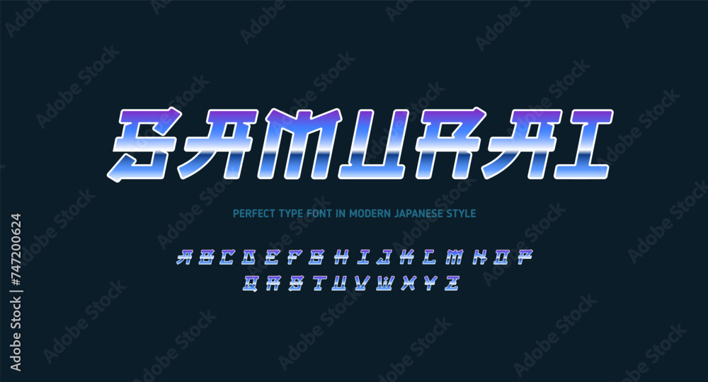 Poster 90s japanese style font type and chrome alphabet in cyberpunk style. retro vector japanese or chines