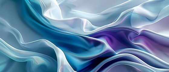 Obraz premium Abstract 3D Background Soft waves of silk fabric in in light blue Colors. 