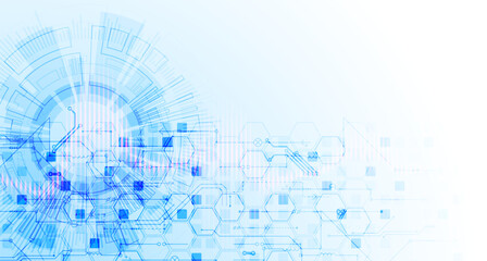 Scientific and technological concept with the use of technical elements formed in the shape of a circle.