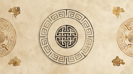 The pure beige background is decorated with simple traditional Chinese patterns. It features clean lines and a minimalist aesthetic. Reflecting high quality elegance