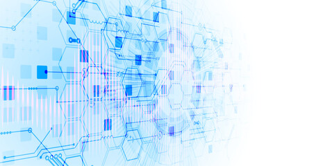 Scientific and technological concept with the use of technical elements formed in the shape of a circle.