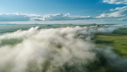 Foto op Plexiglas Morning landscape. Mongolian prairies and clouds above them generated AI © Tatiana