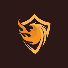 Phoenix fire logo with shield concept