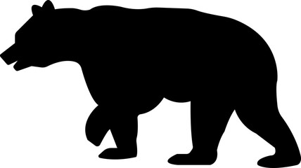 Various bear silhouettes flat icon isolated on the transparent background. Bear animal various poses and position black vector for zoo, wildlife, graphic, web and mobile app.