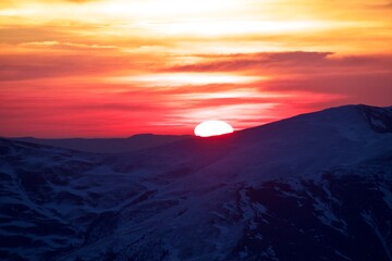 sunrise over the mountains, Bucegi Mountains, Romania