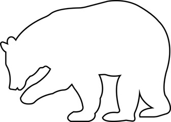 Various bear silhouettes line icon isolated on the transparent background. Bear animal various poses and position black vector for zoo, wildlife, graphic, web and mobile app.