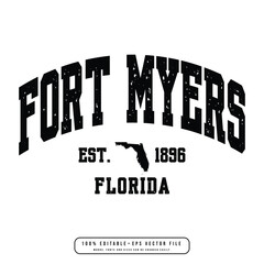 Fort Myers text effect vector. Editable college t-shirt design printable text effect vector	