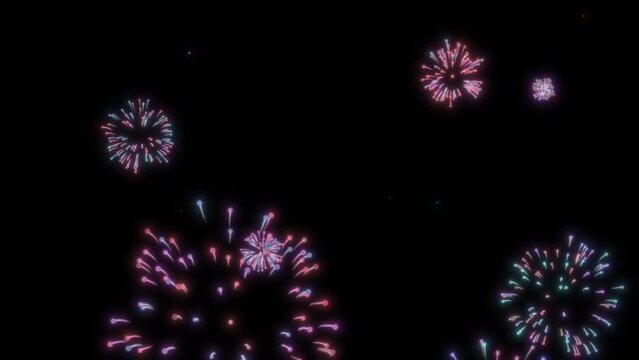Fireworks colorfull motion animation video. Firework Celebration colorfull on black screen. 4K Resolution