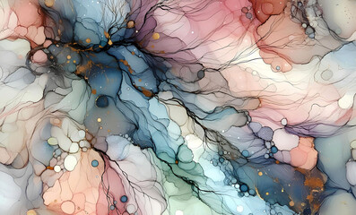 Beautiful abstract background. Fluid art. Mountains. Liquid marble. Contemporary art. Alcohol ink. generative ai