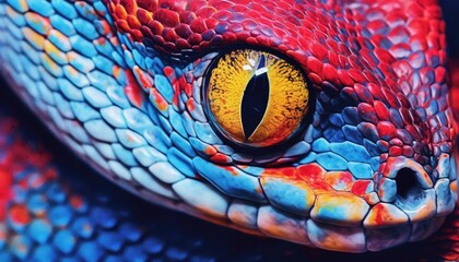 beautiful colorful snake head close-up