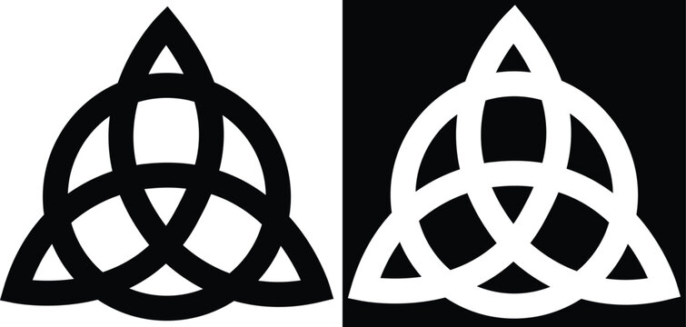 Triquetra sign icon set. Leaf like celtic simple symbol black and white line vector colllection. Trikvetr knotof three viking tribal for tattoo flat style image isolated on transparent background