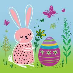 Funny Easter Bunny and Egg