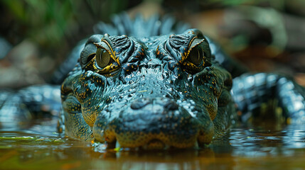 Obraz premium wildlife photography, authentic photo of a crocodile in natural habitat, taken with telephoto lenses, for relaxing animal wallpaper and more