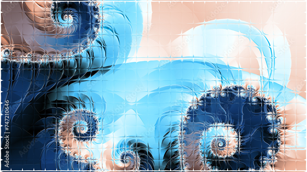 Aufkleber distorted mosaic spiral pattern and coloured gradient design turquoise with square shaped glass tile