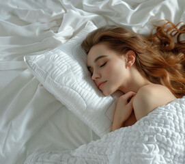 Serene young woman sleeping peacefully
