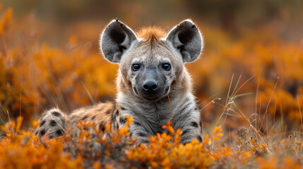 wildlife photography, authentic photo of a hyena in natural habitat, taken with telephoto lenses, for relaxing animal wallpaper and more