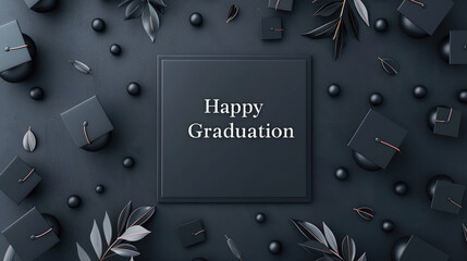 Happy Graduation, with a sleek and modern layout with clean lines and minimalist design
